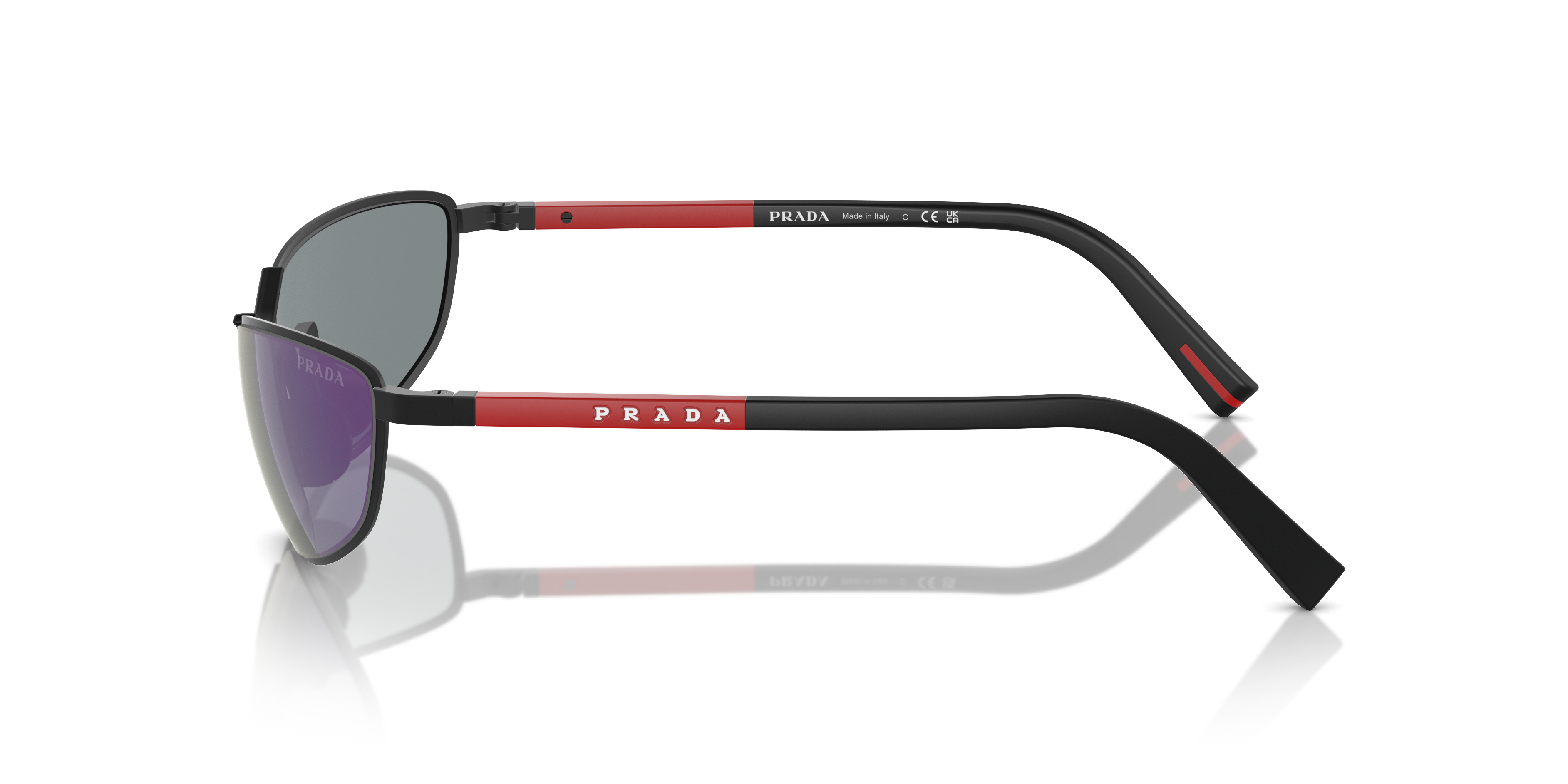 PS 55ZS Prada Linea Rossa Black/Dark Blue Mirror Violet L