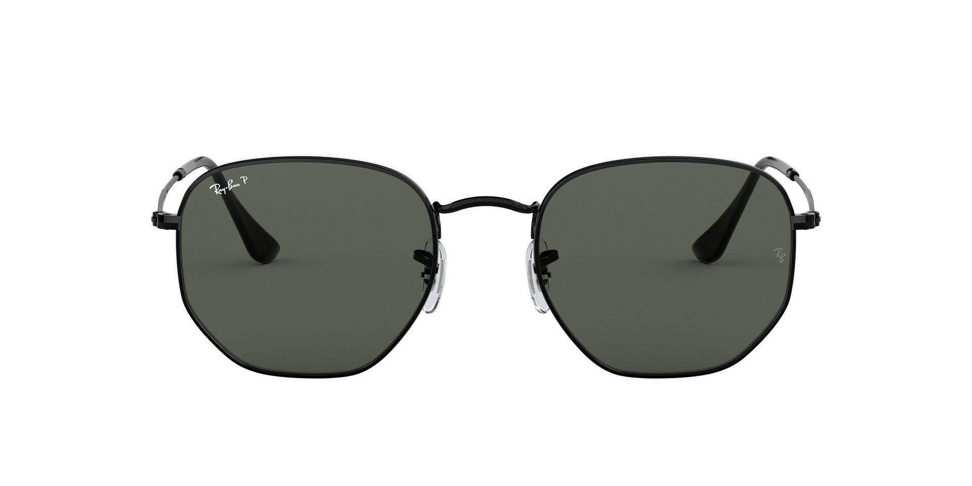 RB3548N Hexagonal Flat Lenses Black/Green/Polarized XL