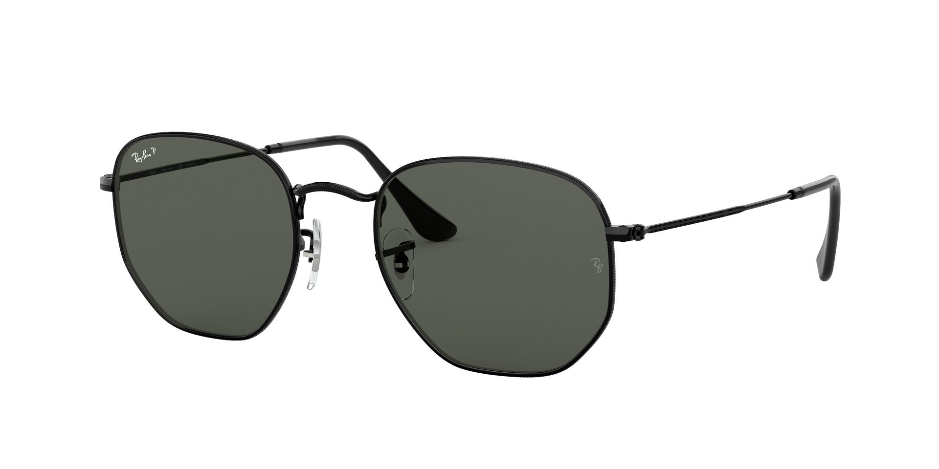 RB3548N Hexagonal Flat Lenses Black/Green/Polarized XL